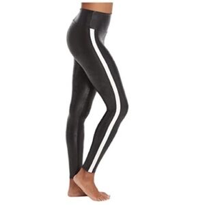 SPANX Black Leggings with White Stripe